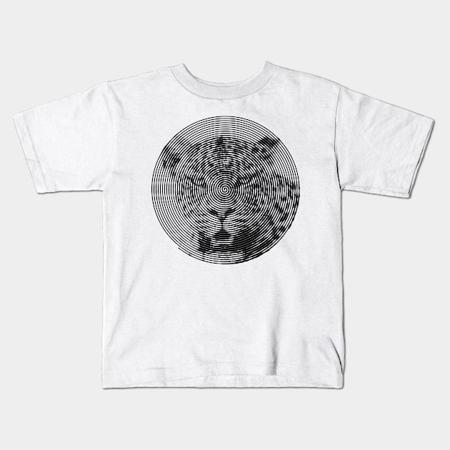 Leopard Face Close-up in Spiroglyphic Style Spiral Circles Kids T-Shirt by scotch